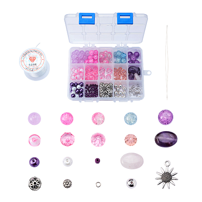 Bracelet Making, with Natural & Dyed Gemstone Bead, Glass Beads and Alloy Findings