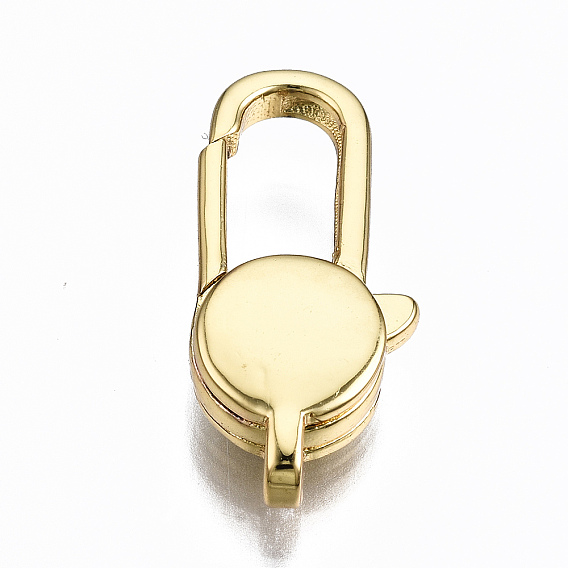 Brass Lobster Claw Clasps, Cadmium Free & Nickel Free & Lead Free, Flat Round