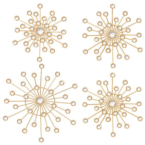 4Pcs Iron & Acrylic Wall Decorations, Snowflake
