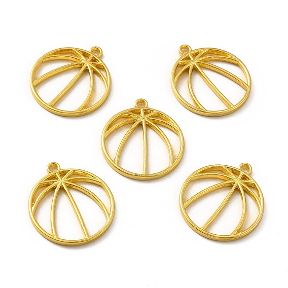 Alloy Open Back Bezel Pendants, for DIY UV Resin, Epoxy Resin, Pressed Flower Jewelry, Basketball