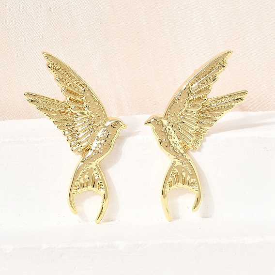 Латунные серьги-гвоздики в виде птиц, без кадмия и без свинца, стойки покрытие, долговечный