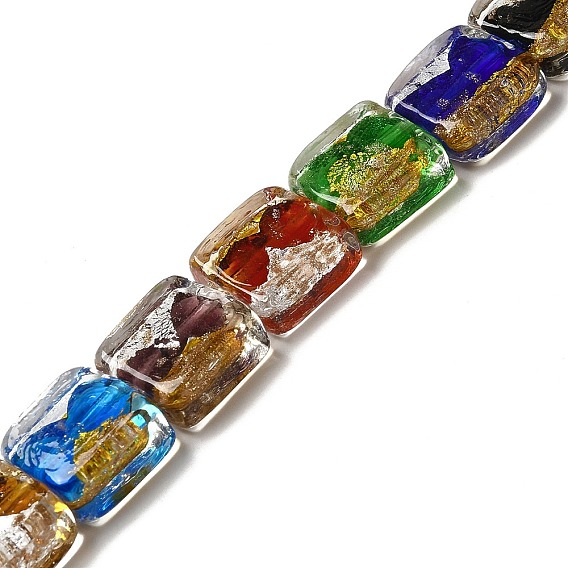 Бусины ручной работы из золотой и серебряной фольги в технике лэмпворк, квадратный