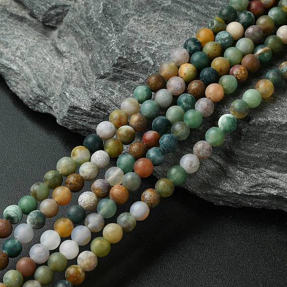 Матовые круглые натуральные индийские бусины агата