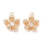 Brass Micro Pave Cubic Zirconia Charms, 5-Petals Flower Charms