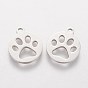 304 Stainless Steel Charms, Flat Round with Animal Claw
