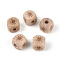 Европейские бусины из буковой древесины с лазерной гравировкой, кубические, бусины с большим отверстием