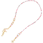 1Pc Alloy & Resin & Glass Seed Bead & Rhinestone Moon Star Beaded Chain Bookmarks