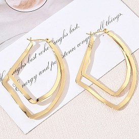Brass Hoop Earrings for Women, Nuggets