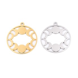 304 подвески из нержавеющей стали, плоская круглая подвеска с фазами луны