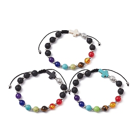 Natural & Synthetic Mixed Stone Cross Braided Bead Bracelet for Women
