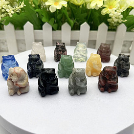 Natural Gemstone Sculpture Ornaments, for Home Office Desk Decorations, Bear