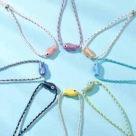 5шт. браслеты-слайдеры из фарфоровых бусин ручной работы в виде рыб для женщин, с хлопком шнур
