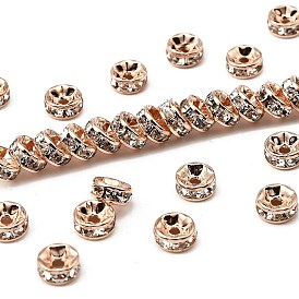 Латунные бусины разделители для поставки стразов, класс AAA, прямой фланец, без никеля , розовое золото , рондель, 7x3.2 мм, отверстие : 1.8 мм