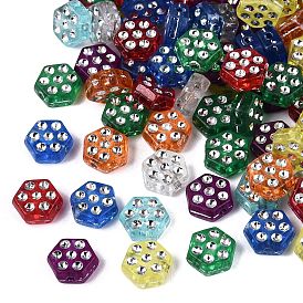 Пластиковые шестиугольные бусины, серебристого металла, обвитыми