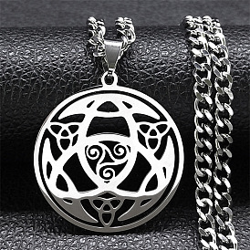304 Stainless Steel Pendant Necklaces, Triquetra/Trinity Knot