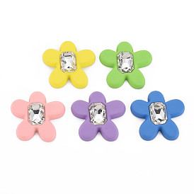 Gummierte Acryl-Strass-Cabochons, facettiert, Blume