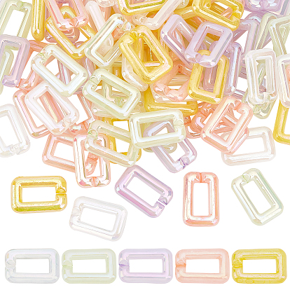 Transparent Acrylic Linking Rings, Quick Link Connectors, For Jewelry Chains Making, AB Color Plated, Imitation Gemstone Style, Rectangle
