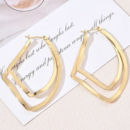 Brass Hoop Earrings for Women, Nuggets