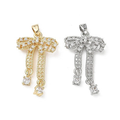 Латунные микропаве прозрачные подвески с фианитом, долговечный, бантом прелести