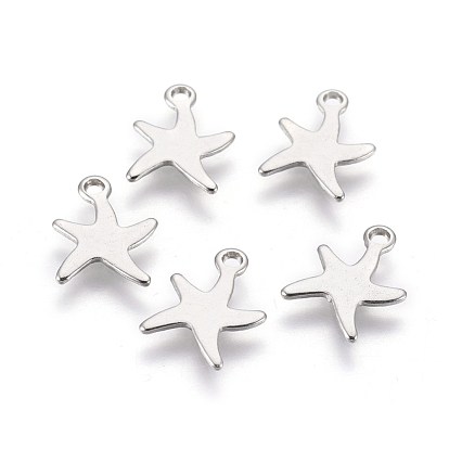 304 Stainless Steel Charm, Starfish/Sea Stars