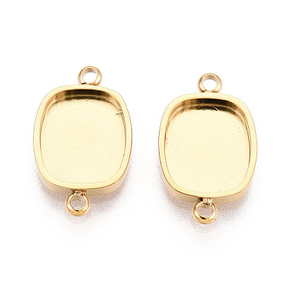 304 оправы для кабошонов из нержавеющей стали, прямоугольные, ионное покрытие (ip)