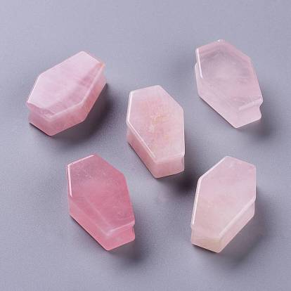 Natural Rose Quartz Beads, Coffin, No Hole/undrilled, for Wire Wrapped Pendant Making