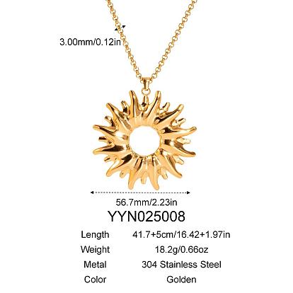 Винтажные 304 ожерелья из нержавеющей стали с подвеской в виде подсолнуха для женщин, золотые
