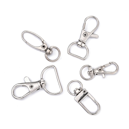 Fermoirs pivotants fer, anneaux en D mousqueton pivotant, pour les sangles de sacs en sangle, mixedstyle, 31~45x13~23x5~8mm, Trou: 5.5~9x9~18mm