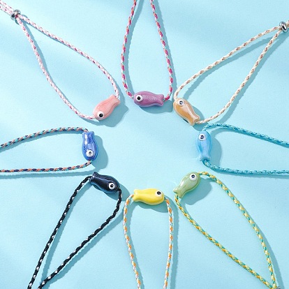 5шт. браслеты-слайдеры из фарфоровых бусин ручной работы в виде рыб для женщин, с хлопком шнур