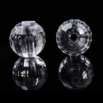 Transparent AS Plastic Beads, Faceted, Round