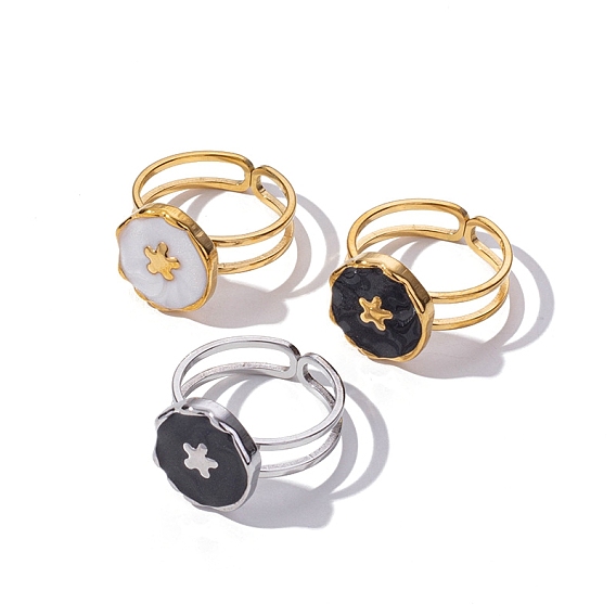 304 эмалированные плоские круглые манжеты из нержавеющей стали с открытыми цветочными манжетами для женщин