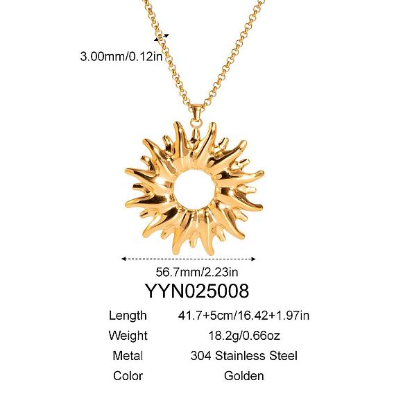 Винтажные 304 ожерелья из нержавеющей стали с подвеской в виде подсолнуха для женщин, золотые