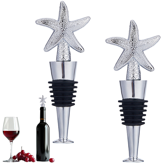 2шт. силиконовые пробки для винных бутылок, Сплав с поиска, для бутылки вина, морская звезда