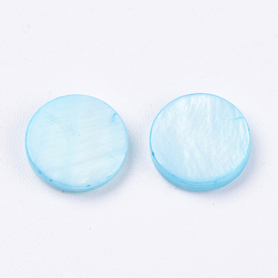 Cabochons coquille, teint, plat rond