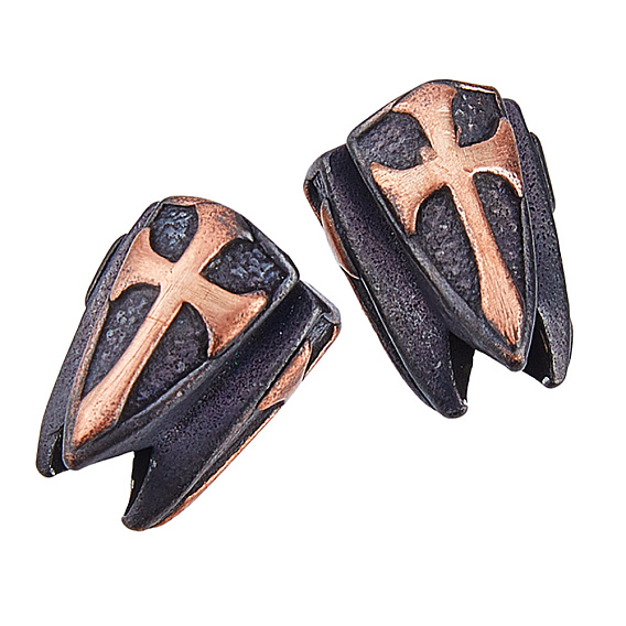 2pcs perles européennes en laiton, croix, Perles avec un grand trou   