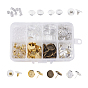 DIY Earring Making, with Brass Stud Earring Findings, Plastic/Brass Earring Ear Nuts Earrings Backs and Transparent Glass Cabochons, Flat Round