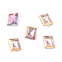 Glass Rhinestone Cabochons, Pointed Back & Back Plated, Rectangle