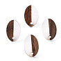 Resin & Walnut Wood Stud Earring Findings, with 304 Stainless Steel Pin, Oval
