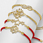 Adjustable Brass Pave Clear Cubic Zirconia Link Slider Bracelets for Women, Golden