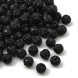 Ручной работы из полимерной глины дискотечный шар бисер, со стеклянными стразами, С. 13 (1.9~2 мм), 4 ряды горный хрусталь, 6 мм, отверстие : 1 мм