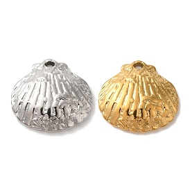 Ion Plating(IP) 304 Stainless Steel Pendants, Textured, Shell Shape Charm