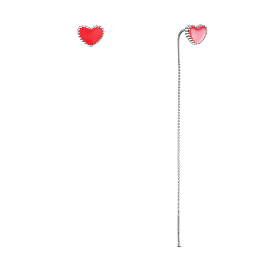 SHEGRACE 925 Sterling Silver Asymmetric Earrings, with Red Enamel Heart