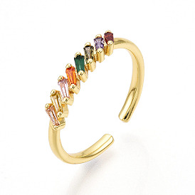 Манжеты из латуни с микро паве кубический цирконий для женщин, без кадмия, без никеля и без свинца, трапециевидные