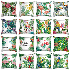 Plant flower pillow cover with peach skin print Nordic flower home cushion cover living room cushion cover
