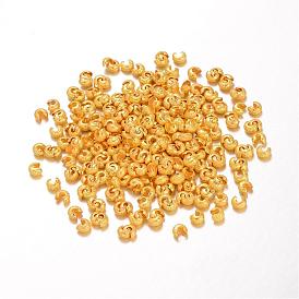 Brass Crimp Beads Covers, 4x3mm, Hole: 1.5mm