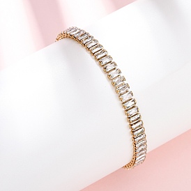 304 теннисные браслеты из нержавеющей стали с прозрачными кубическими циркониями, 201 Браслеты-слайдеры из нержавеющей стали с цепочкой-коробкой для женщин, реальный 18 k позолоченный, ионное покрытие (ip)