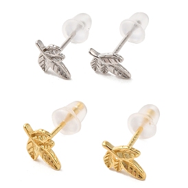 Sterling Silver Stud Earrings for Women, Leaf, with S925 Stamp