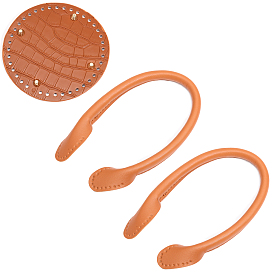 Imitation Leather Crochet Bag Nail Bottom & Sew on Bag Handles Set