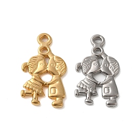 Ion Plating(IP) 304 Stainless Steel Pendants, Couple Charm