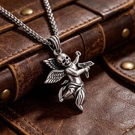 Halloween Alloy Skull Angel Pendant Necklaces
